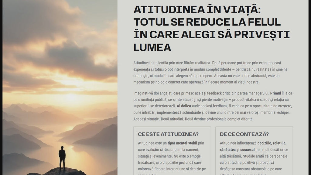 ATITUDINEA ÎN VIAȚĂ: totul se reduce la felul în care alegi să privești lumea