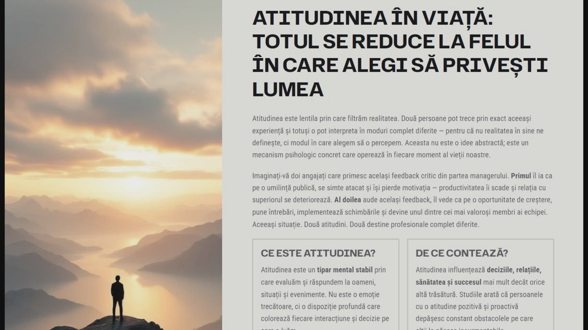 ATITUDINEA ÎN VIAȚĂ: totul se reduce la felul în care alegi să privești lumea