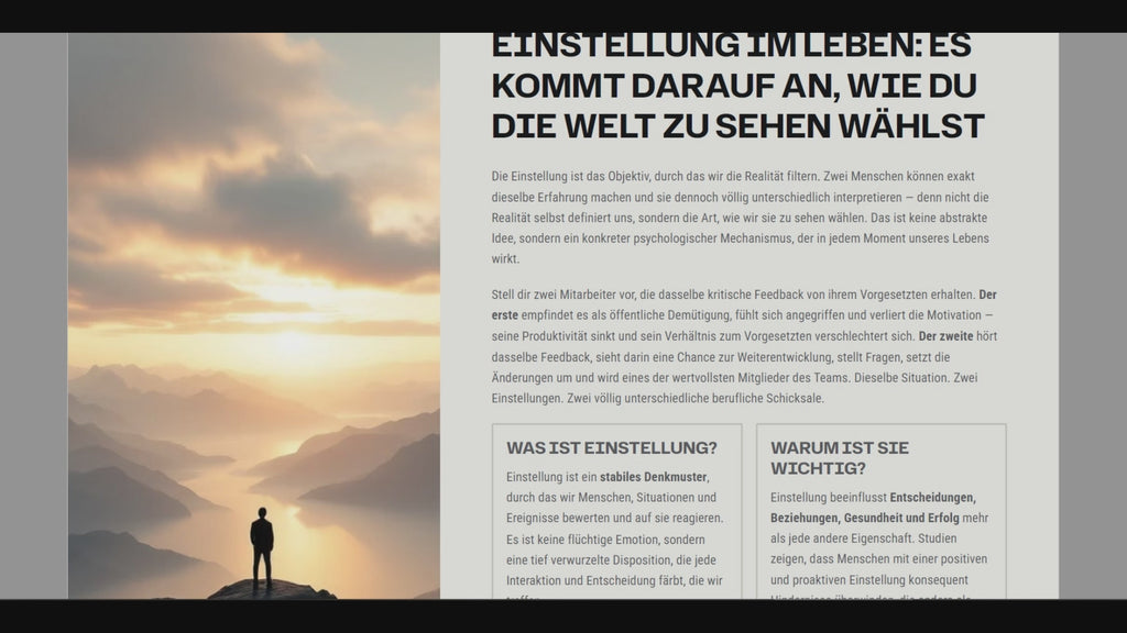 EINSTELLUNG IM LEBEN: Es kommt darauf an, wie du die Welt zu sehen wählst